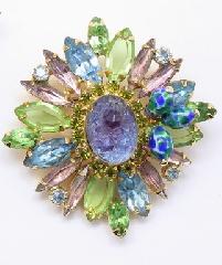 Pastel Cabochons Molded/Cut Brooch