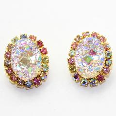 Pastel Cabochons Molded/Cut Earrings Clip