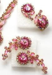 Pink Navettes Rivoli/Margarita Earrings Clip