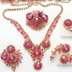 Pink Navettes Rivoli/Margarita Necklace