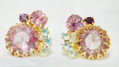 Pink Chatons Only Earrings Clip