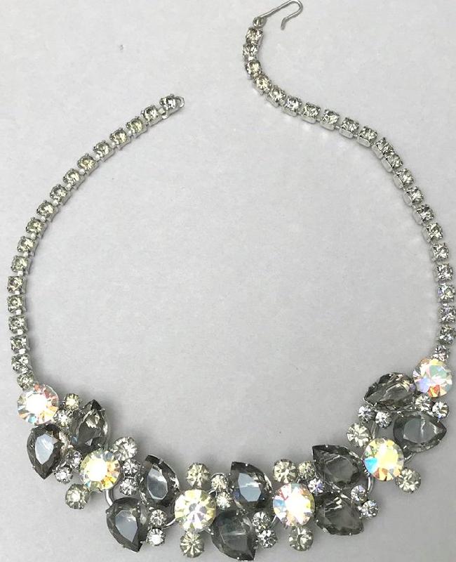 Front view of Gray (black Diamond) Pear Necklace
