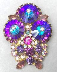 Purple (cardinal) Navettes Rivoli/Margarita Brooch