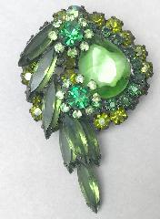 Green Pear Striped Brooch