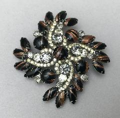 Black (jet) Cabochons Striped Brooch