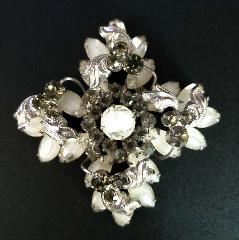 Gray (black Diamond) Navettes Striped Brooch