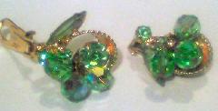 Green Navettes Earrings Clip