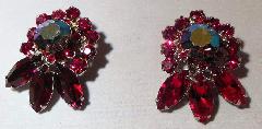 Red Navettes Earrings Clip