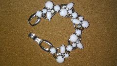 White (chalk Or Milk) Cabochons Bracelet 5 Link