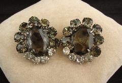 Gray (black Diamond) Oval Earrings Clip