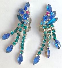 Blue Navettes Earrings Clip