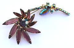 Purple (cardinal) Navettes Brooch