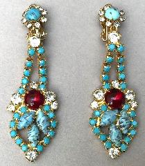 Turquoise Cabochons Spotted Earrings Clip