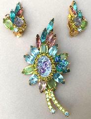 Multiple Colors Cabochons Molded/Cut Brooch