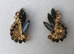 Black (jet) Navettes Earrings Clip