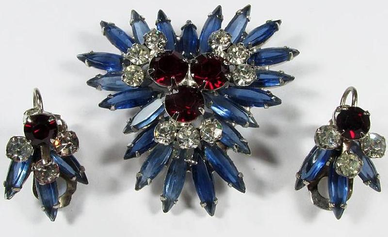 Front view of Patriotic Navettes Earrings Clip