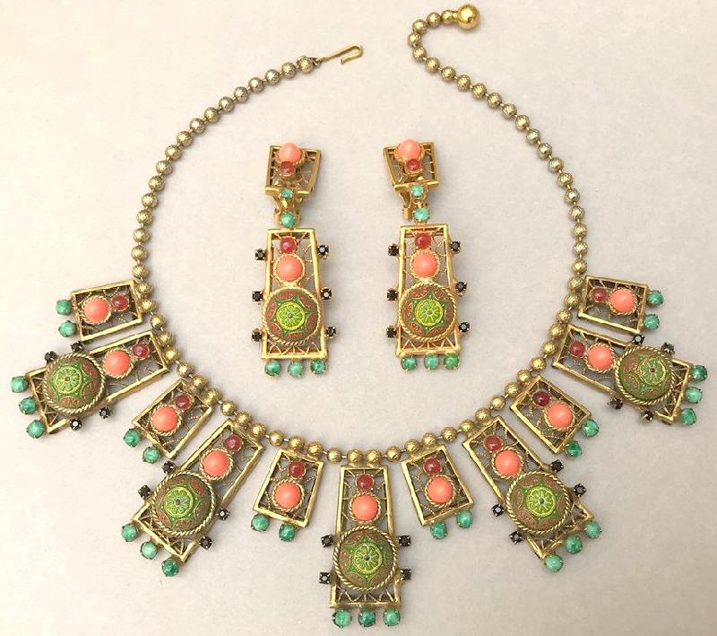 Front view of Multiple Colors Cabochons Molded/Cut Earrings Clip