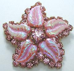 Pink Leaf Molded/Cut Brooch