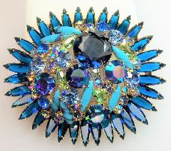 Blue Navettes Striped Brooch