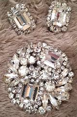 Clear Emerald Cut Brooch