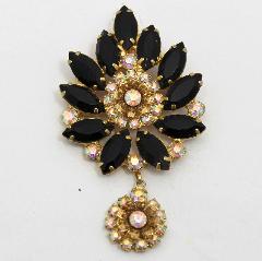 Black (jet) Navettes Pin Pendant