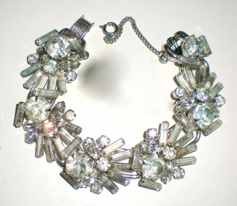 Front view of Clear Baguettes Bracelet 5 Link
