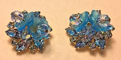 Blue Navettes Frosted Earrings Clip