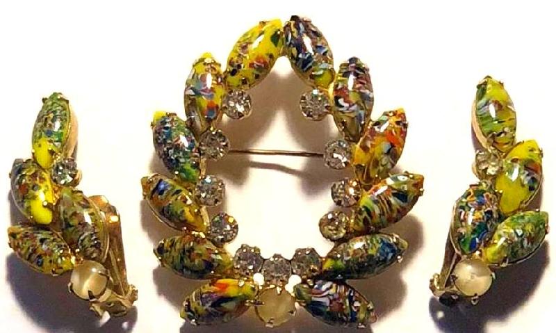 Front view of Multiple Colors Cabochons Spotted Earrings Clip