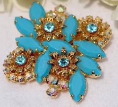 Turquoise Navettes Brooch