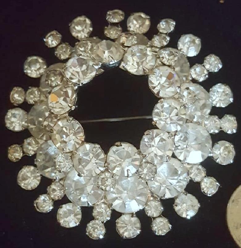 Front view of Clear Chatons Only Brooch