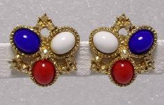 Patriotic Cabochons Plastic Earrings Clip