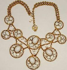 White (chalk Or Milk) Cabochons Necklace