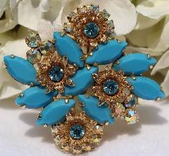 Turquoise Navettes Brooch