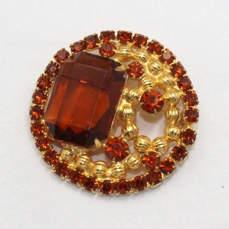 Front view of Topaz Emerald Cut Brooch