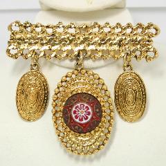 Red Cabochons Brooch