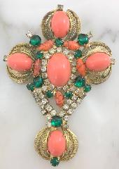 Orange Cabochons Plastic Brooch