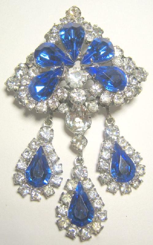 Front view of Blue Pear Pin Pendant