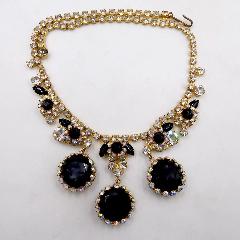 Black (jet) Framed Disks Necklace