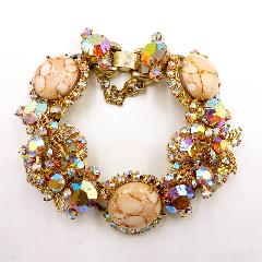 Pink Cabochons Spotted Bracelet 5 Link