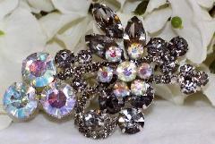 Gray (black Diamond) Navettes Brooch