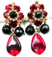 Red Chatons Only Earrings Clip