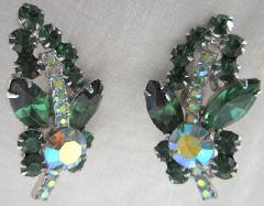 Green Navettes Earrings Clip
