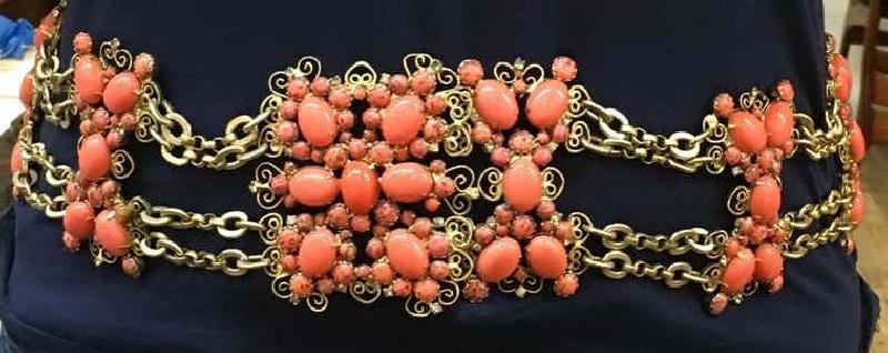Front view of Orange Cabochons Plastic Belt