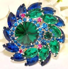 Multiple Colors Navettes Rivoli/Margarita Brooch