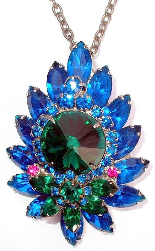 Front view of Multiple Colors Navettes Rivoli/Margarita Pin Pendant