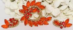 Orange Navettes Earrings Clip