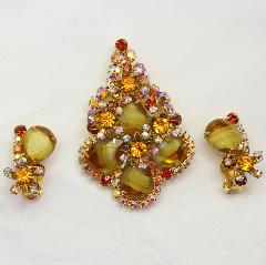 Topaz Pear Striped Pin Pendant