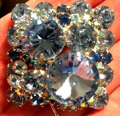 Blue Chatons Only Rivoli/Margarita Brooch