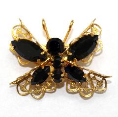 Black (jet) Navettes Brooch