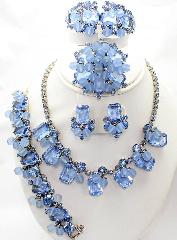 Blue Emerald Cut Frosted Necklace